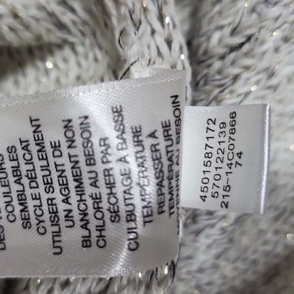 CHICO'S White Black Gold Space Dye Scoop Neck 3/4 Sleeve Tunic Sweater - S - Picture 10 of 10